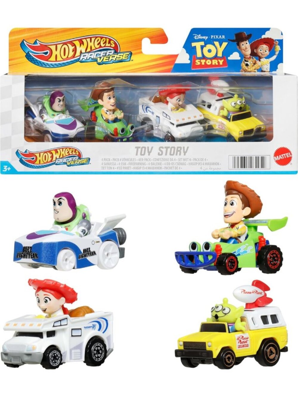 Set of 4 Die-Cast Toy Cars 1:64 Scale - Track-Ready with Pop Culture Drivers